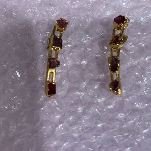 Anthropologie gold & garnet drop earring